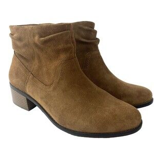 Womens Vionic Size 9.5 Boots Brown Suede Slouch Ankle Weather Resistant Comfort